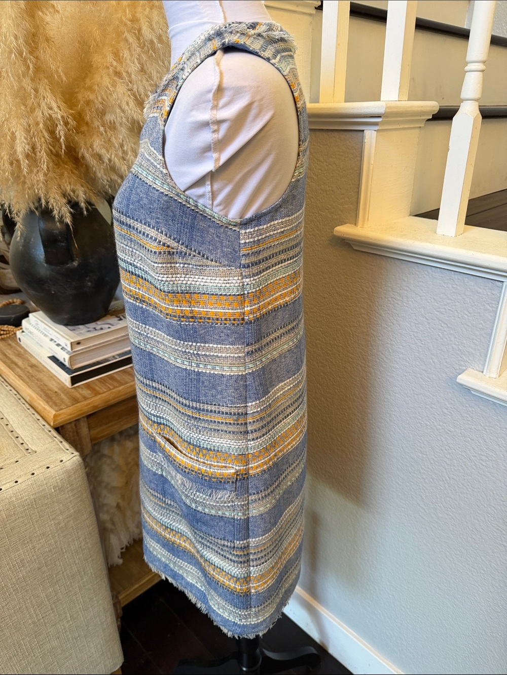 Anthropologie Akemi + Kin Sleeveless Shift Dress Blue Stripe Size 2 - Picture 4 of 8